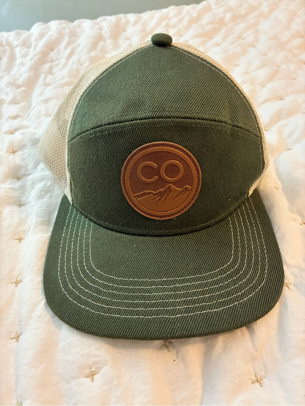 Green and Cream 'CO' Patch Trucker Hat